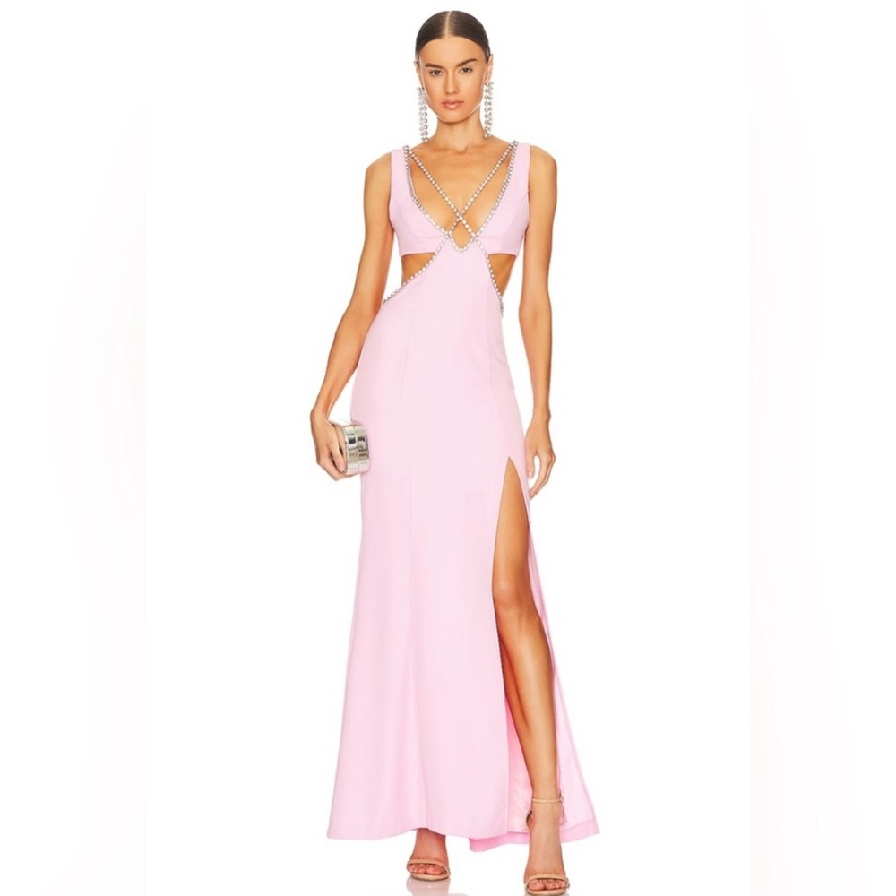 MAJORELLE Matteson Gown in Bubblegum Pink Maxi Jewel